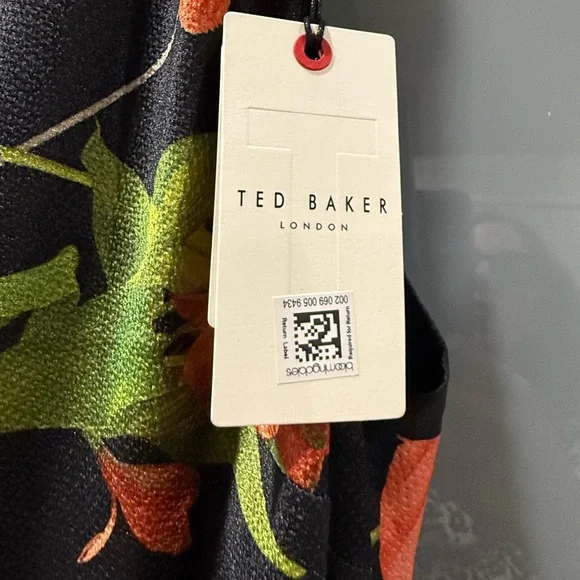 Ted Baker NWT size 4 Cowl Neck Black Floral Slip Midi Maxi Dress sleeveless - Picture 8 of 14